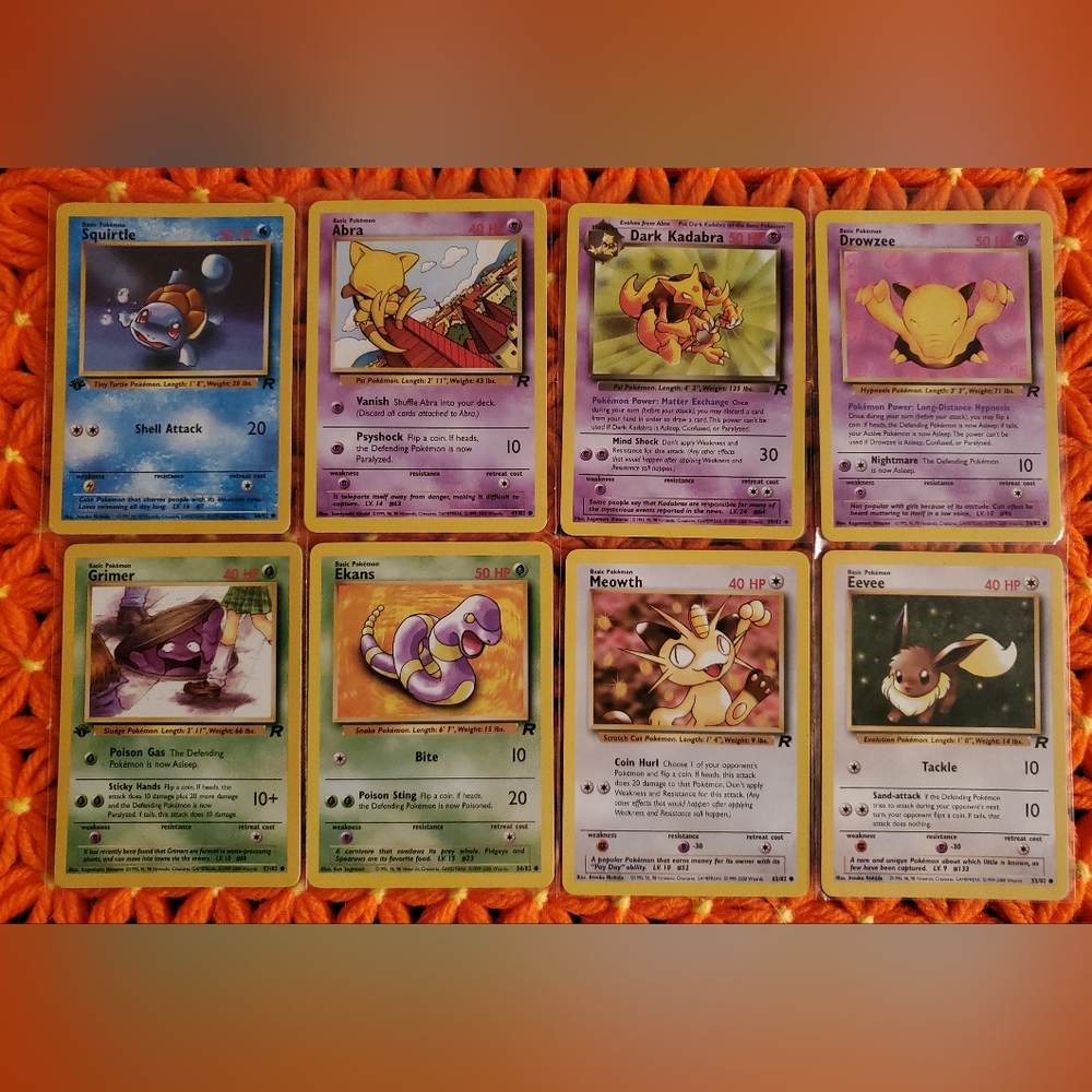Vintage Pokémon Team Rocket WOTC Lot of 8 Cards First Edition Squirtle & Grimer